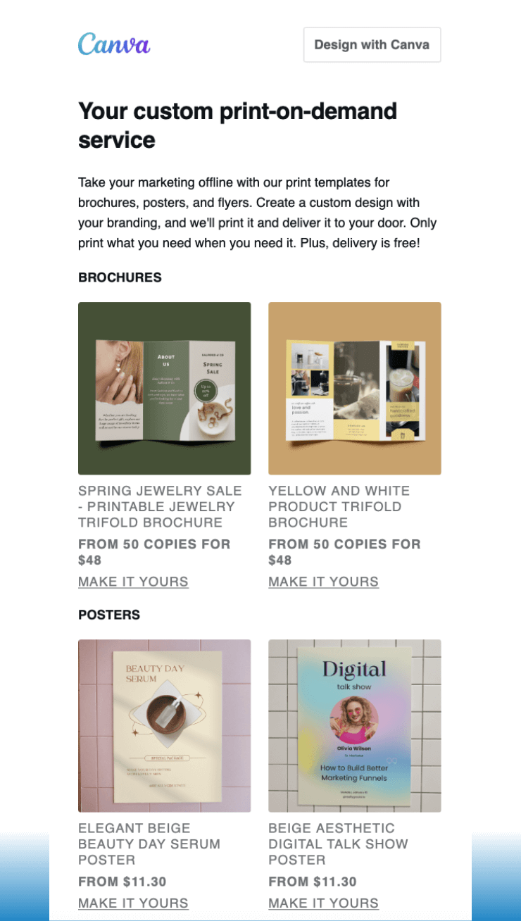 Canva personalised product recommendations