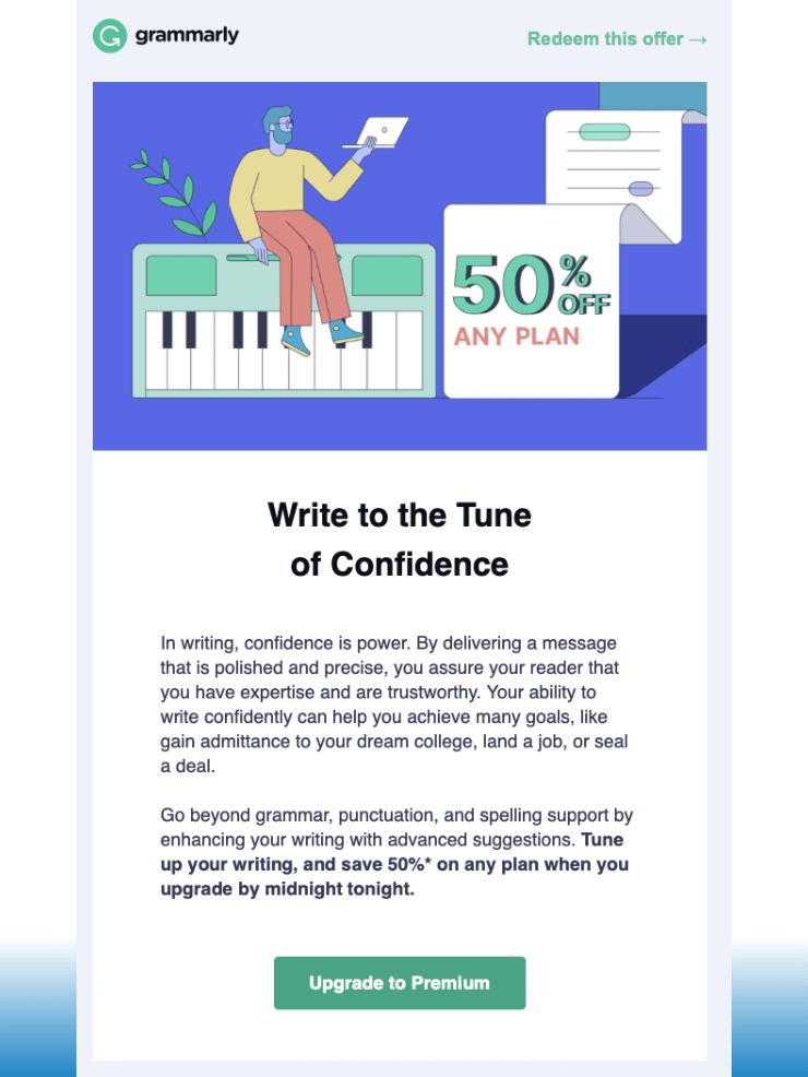 Personalised offers from Grammarly